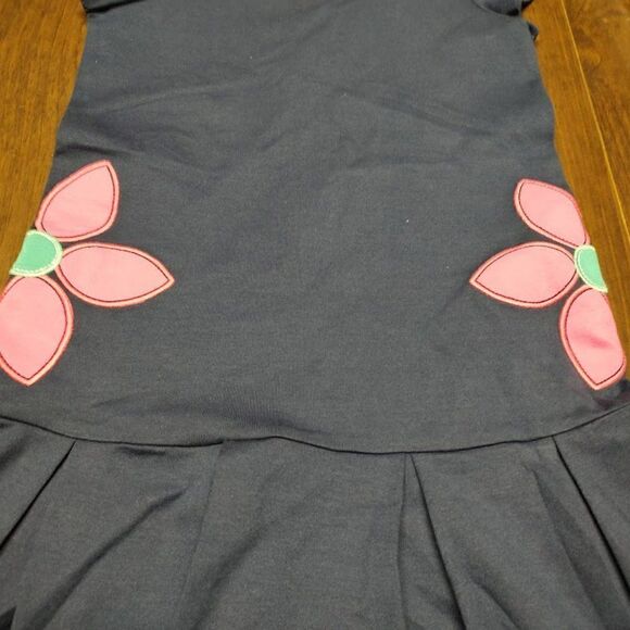 Hartstrings Dark Navy Blue with Pink Flowers Dress Size Girl's 12 Worn 1 Time - Picture 2 of 3